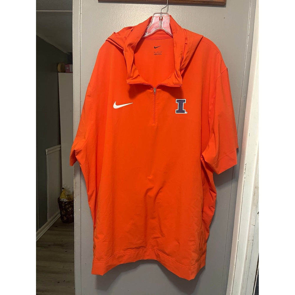 Nike Illinois Fighting Illini Orange Half Zip Hooded Jacket Pullover 3XL